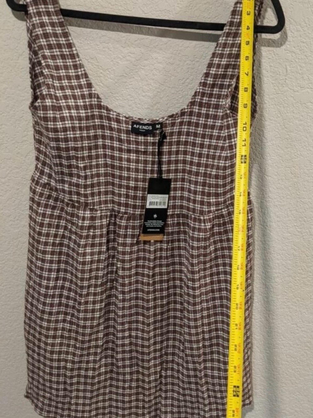 Afends Brown and White Plaid Sleeveless Dress - Picture 2 of 3